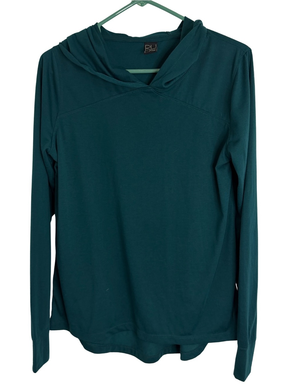 3/$20 Rune NYC Teal Hooded Long Sleeve Tee Size Small Petite